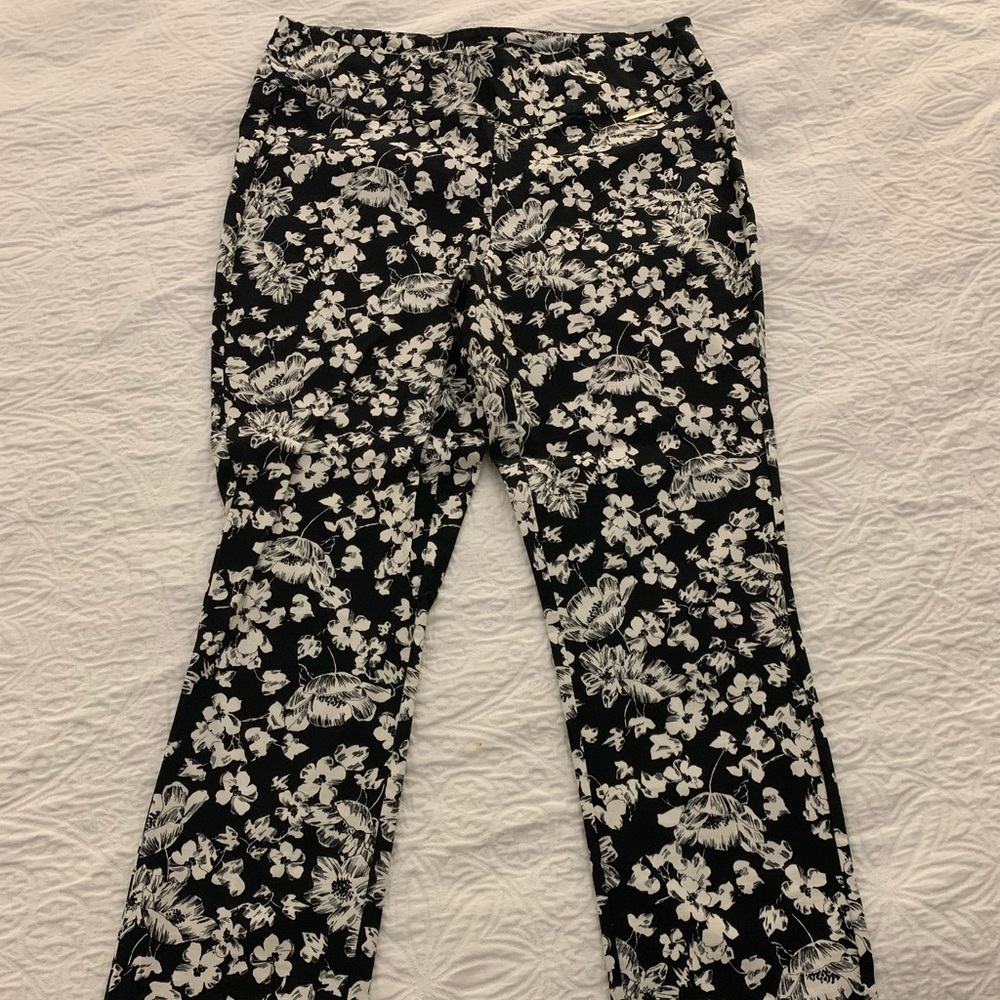 Black and White Floral Dress Pant